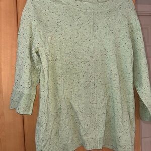 J. Jill Light Green Speckled Crew Neck Sweater